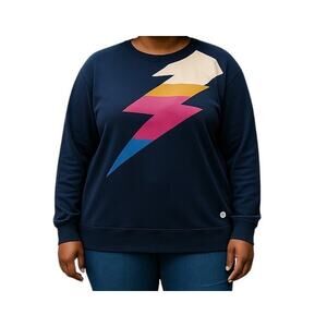 Torrid Active Navy Blue Lightning Bolt Pullover Sweater Athleisure Size 2